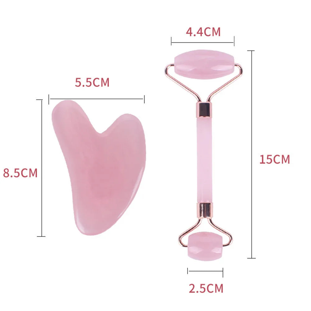 1Pc Pink Resin Jade Roller for Face