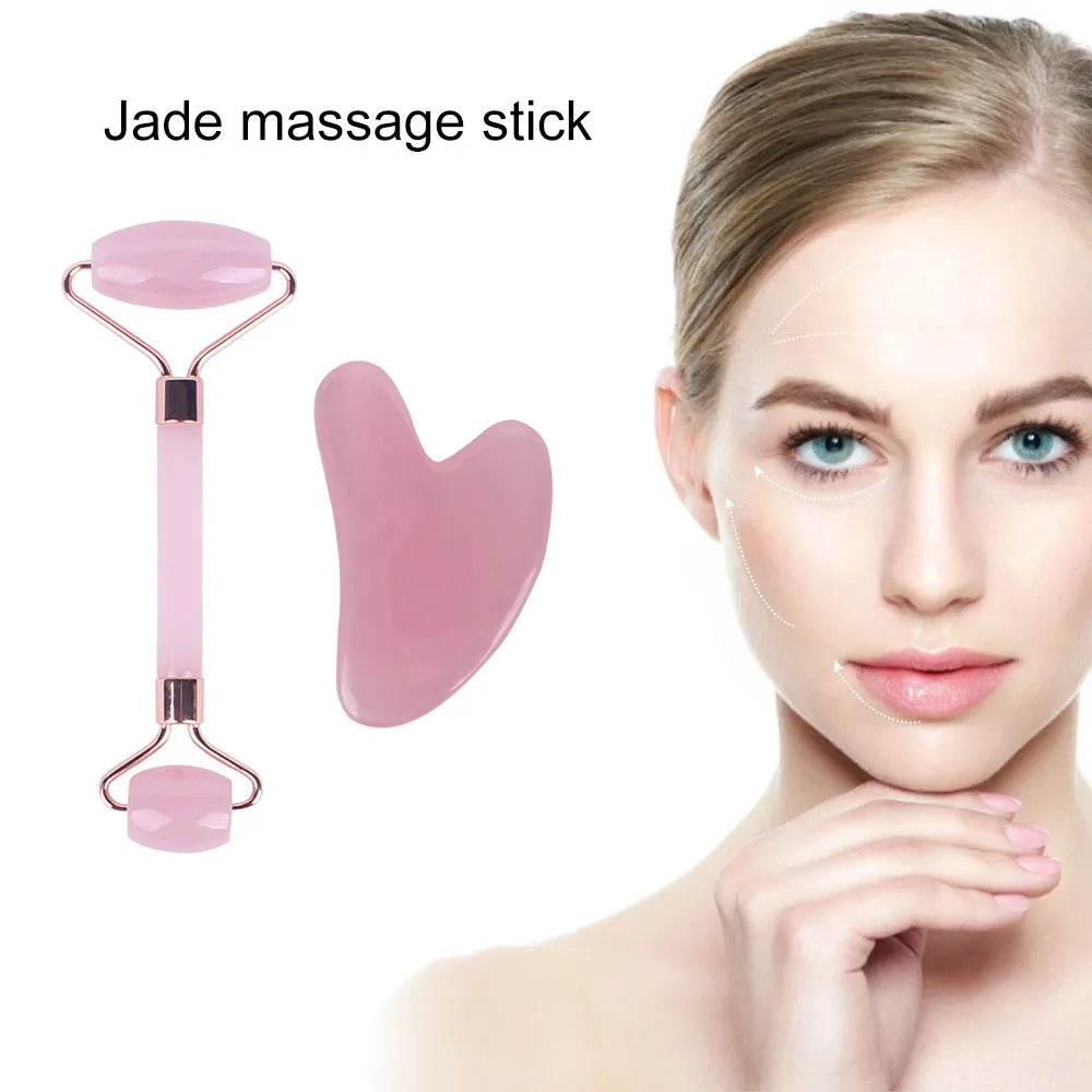 1Pc Pink Resin Jade Roller for Face