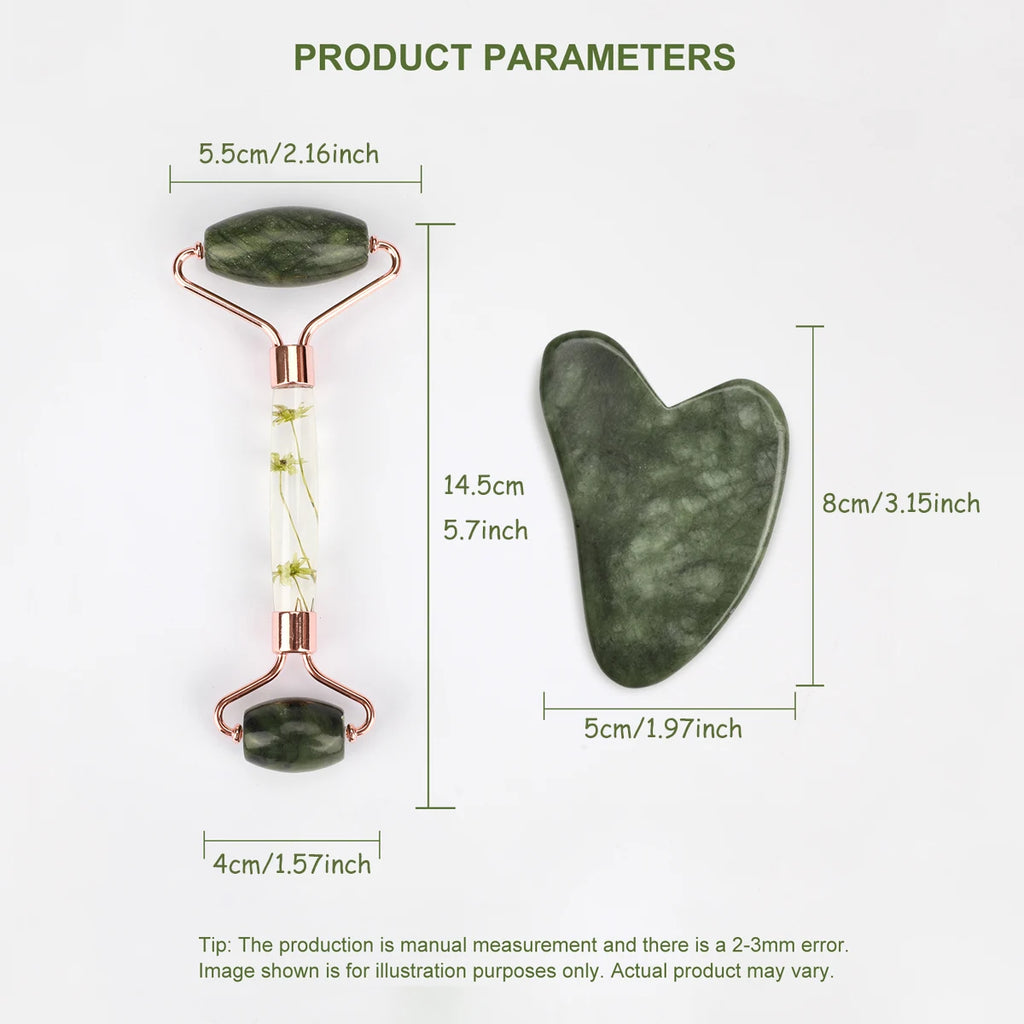 Gua Sha&Jade Roller Set Natural Jade Massager
