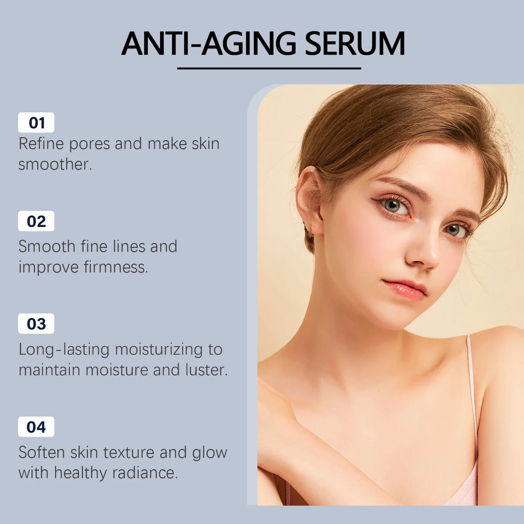 Firming Facial Serum, smooths pores, hydrates.