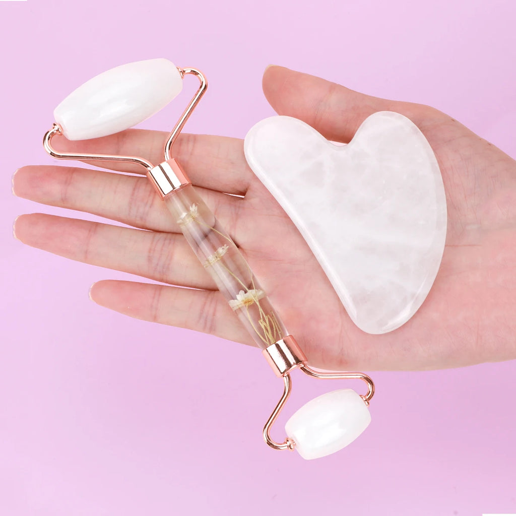 Gua Sha&Jade Roller Set Natural Jade Massager