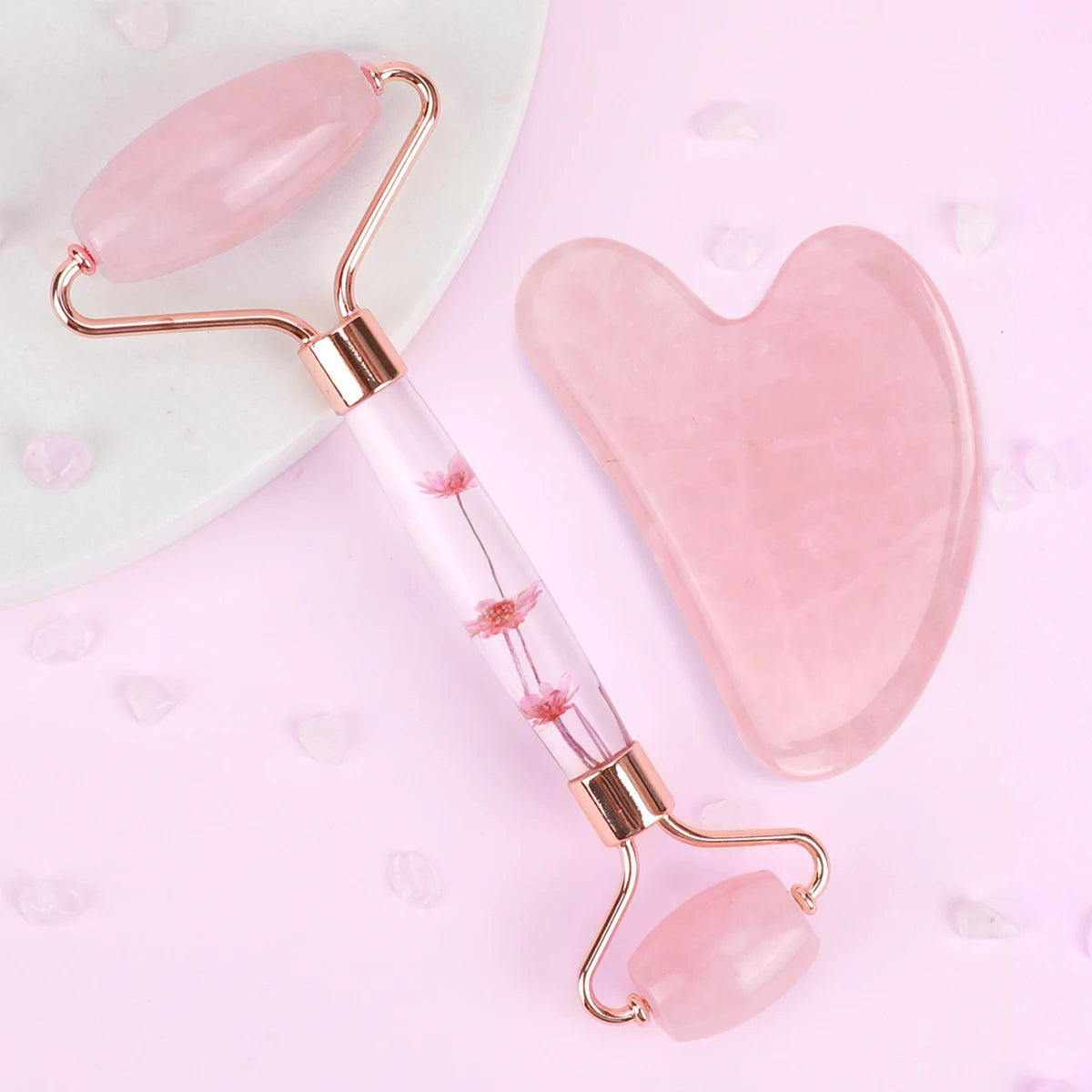 Gua Sha&Jade Roller Set Natural Jade Massager