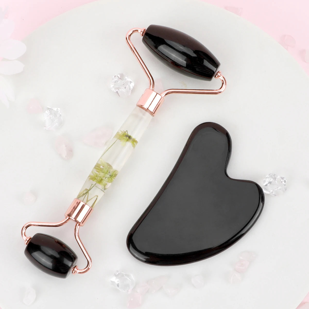 Gua Sha&Jade Roller Set Natural Jade Massager