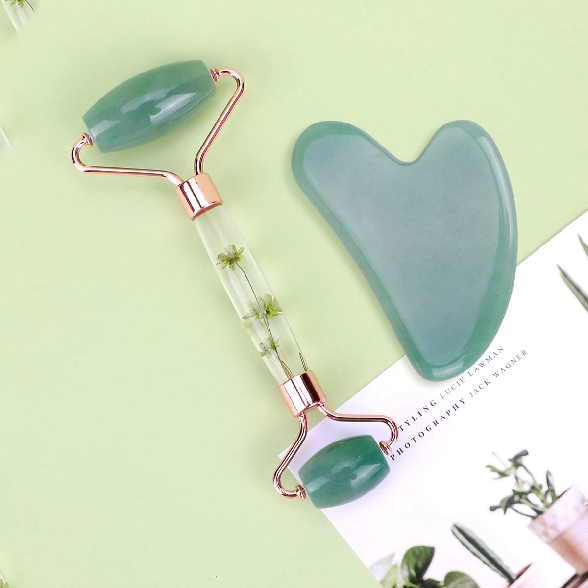 Gua Sha&Jade Roller Set Natural Jade Massager
